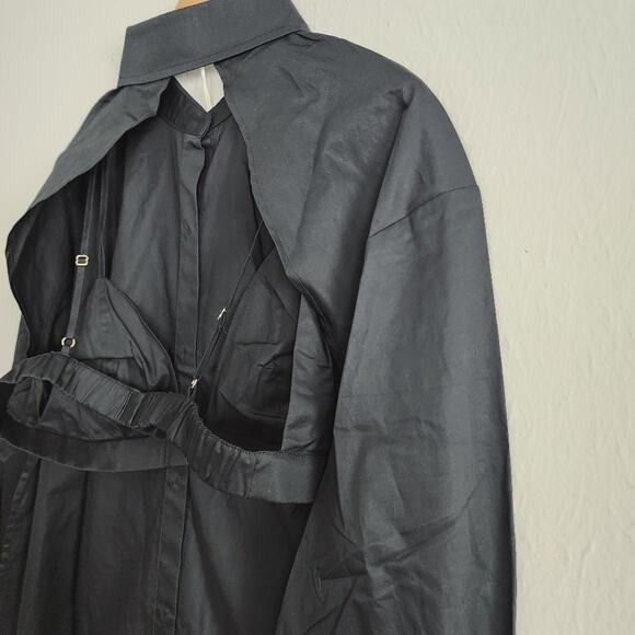 NWT SER.O.YA Lydia Open Back Button Down Bra Top - Black Poplin Shirt - XL - Picture 13 of 16